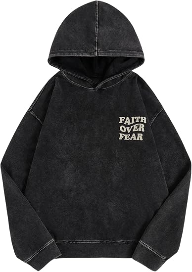 WDIRARA Men's Y2k Letter Graphic Distressed Long Sleeve Hoodie Vintage Hipster Loose Fit Hooded Sweatshirt