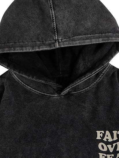 WDIRARA Men's Y2k Letter Graphic Distressed Long Sleeve Hoodie Vintage Hipster Loose Fit Hooded Sweatshirt